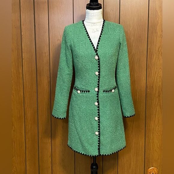 Alexia Admor Zayla Long Sleeve Button Front Tweed Dress size 4 - Picture 5 of 13